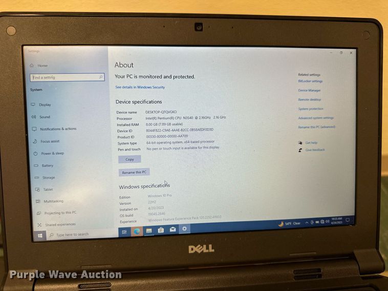 image for item KL9232 (10) Dell laptops