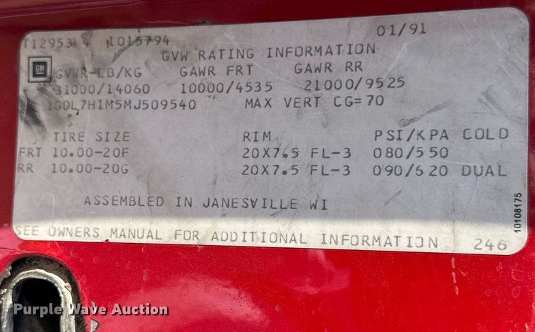 image for item KL9241 1991 GMC TopKick  pumper fire truck