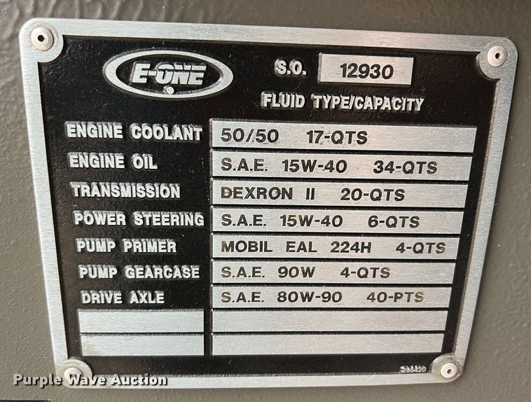 image for item KR9513 1994 Emergency One  pumper fire truck