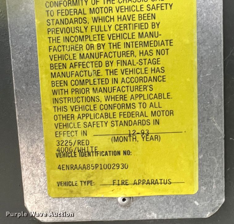 image for item KR9513 1994 Emergency One  pumper fire truck