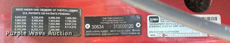 image for item KU9920 Toro Turbo Force 36  lawn mower