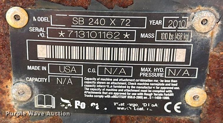 image for item KU9921 2010 Bobcat SB240X72  skid steer snow blower