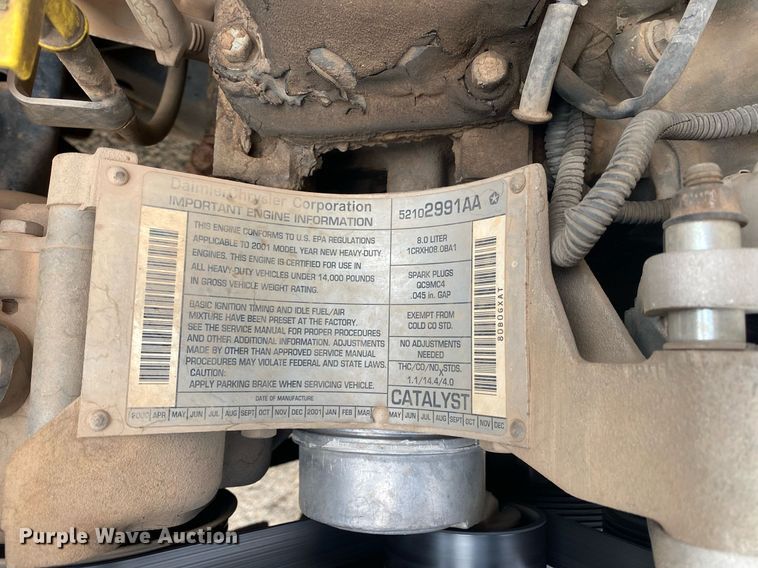 image for item KV9621 2001 Dodge Ram 2500  Quad Cab flatbed truck