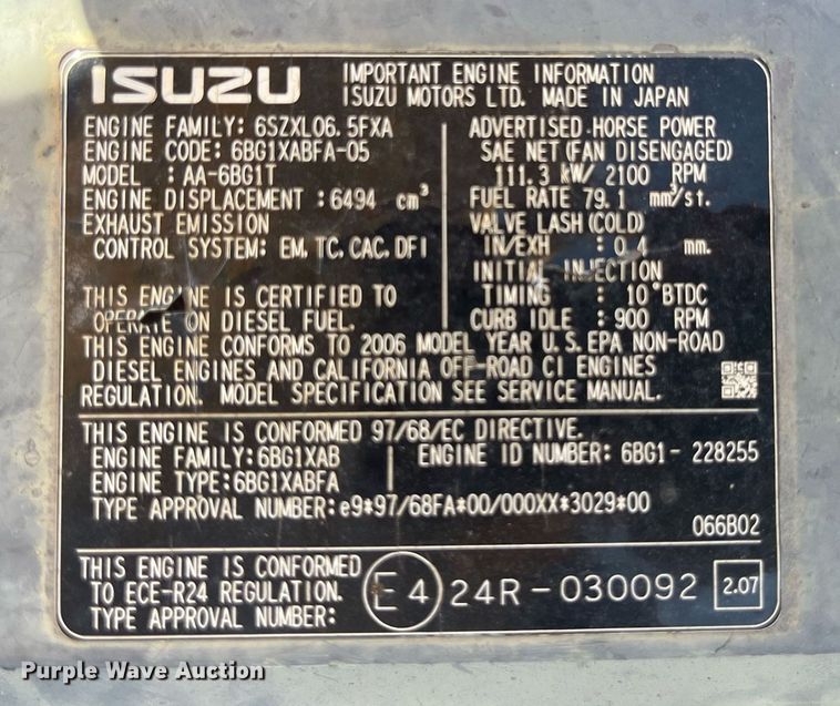 image for item LA9871 2007 John Deere 210CW  wheeled excavator