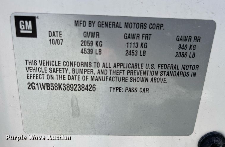 image for item LA9873 2008 Chevrolet Impala LS