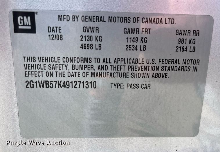 image for item LA9876 2009 Chevrolet Impala LS