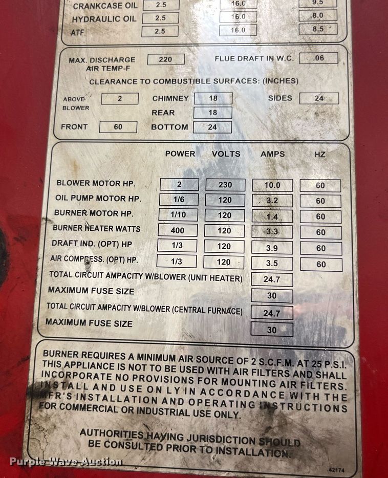 image for item LA9884 Clean Burn CB-3500  oil burner