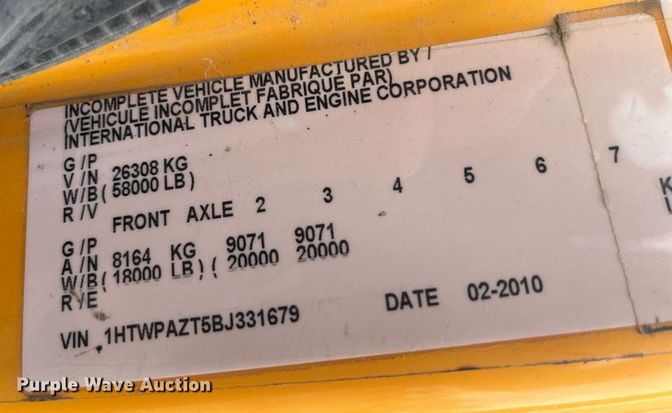 image for item LA9887 2011 International 7500  dump truck