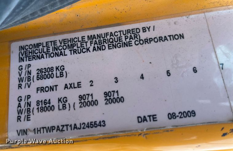 image for item LA9892 2010 International WorkStar 7500  dump truck