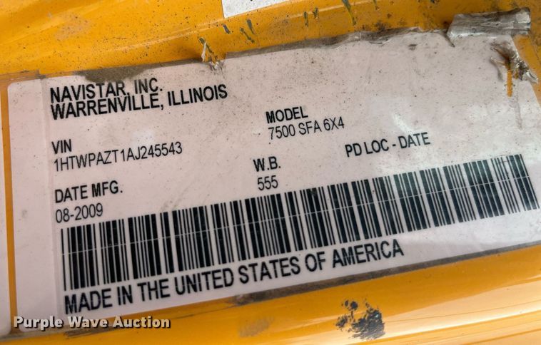 image for item LA9892 2010 International WorkStar 7500  dump truck