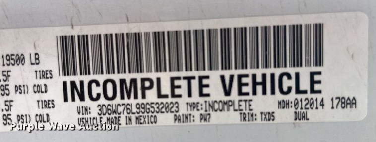image for item LA9893 2009 Dodge Ram 5500HD  bucket truck