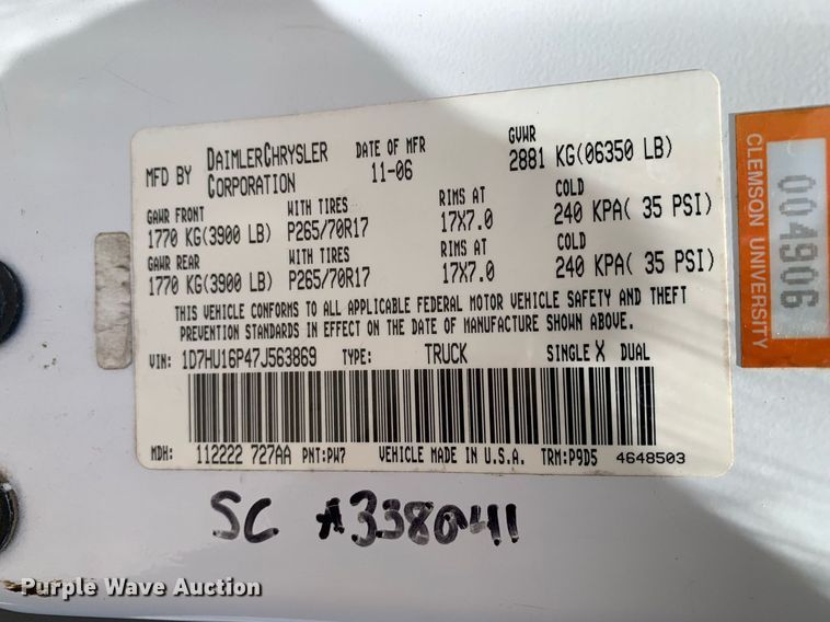 image for item LH9583 2007 Dodge Ram 1500  pickup truck