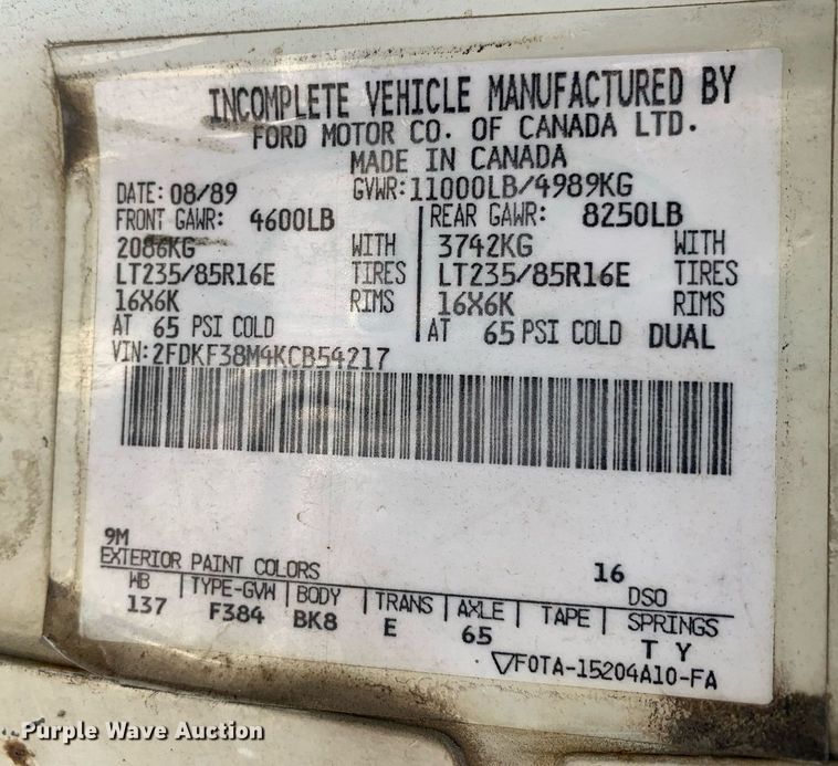 image for item LH9584 1989 Ford F350  utility bed pickup truck