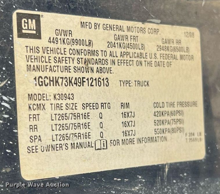 image for item LI9595 2009 Chevrolet Silverado 3500HD  Crew Cab pickup truck