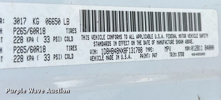 image for item LI9620 2008 Dodge Durango SLT  SUV