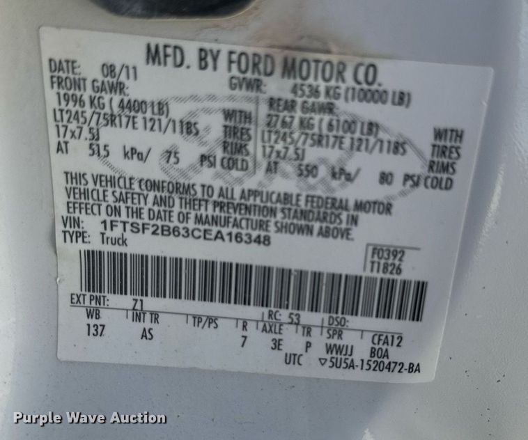 image for item LN9450 2012 Ford F250 Super Duty  pickup truck