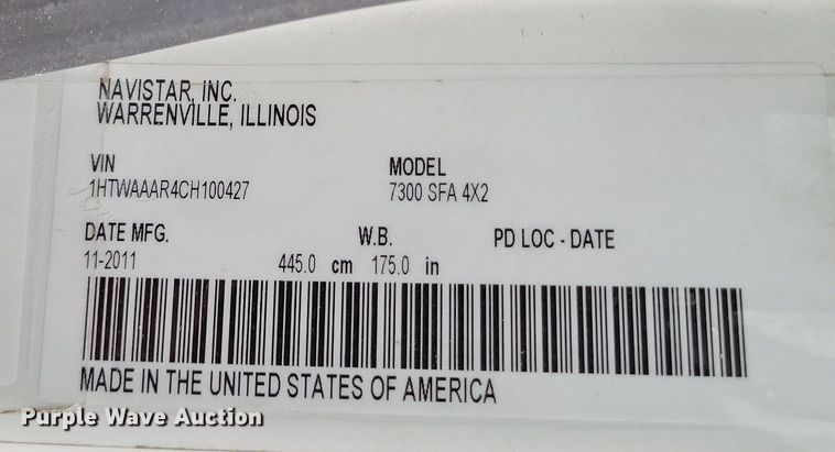 image for item LR9208 2012 International WorkStar 7300  dump truck