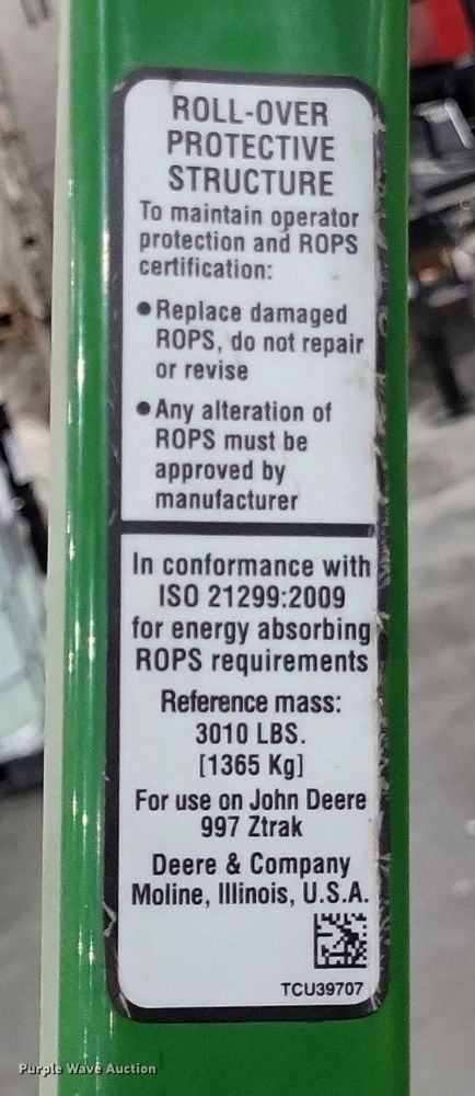 image for item LR9212 2017 John Deere Z997R  ZTR lawn mower