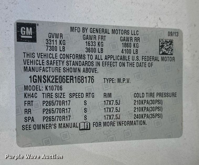 image for item LR9668 2014 Chevrolet Tahoe Police  SUV