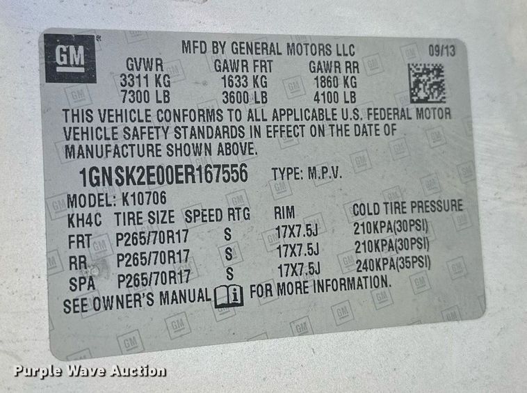 image for item LR9669 2014 Chevrolet Tahoe Police  SUV