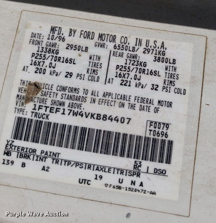 image for item LT9708 1997 Ford F150  pickup truck