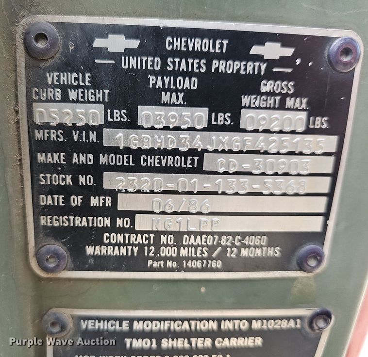 image for item MB9987 1986 Chevrolet D30  rescue pickup