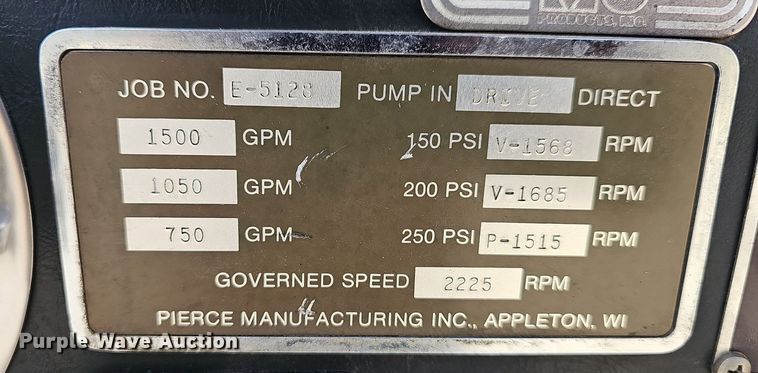 image for item MB9990 1989 Pierce  pumper fire truck