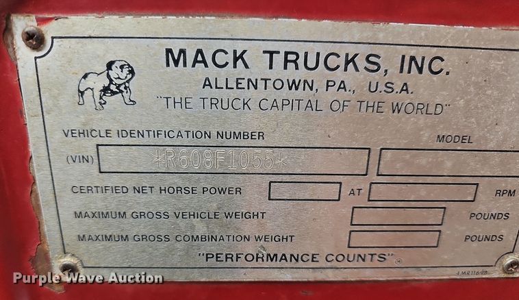 image for item MB9992 1973 Mack  pumper fire truck