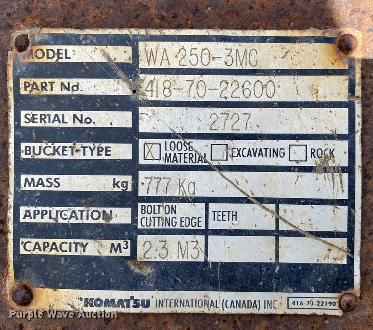 image for item MG9792 2003 Komatsu WA250-3MC  wheel loader