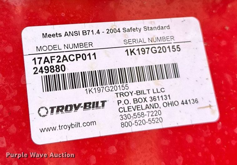 image for item MG9826 Troy-Bilt Mustang RZT  ZTR lawn mower