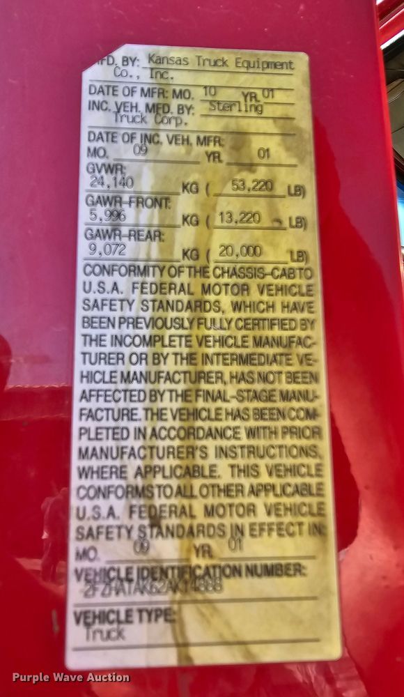 image for item MI9431 2002 Sterling L-Line  dump truck