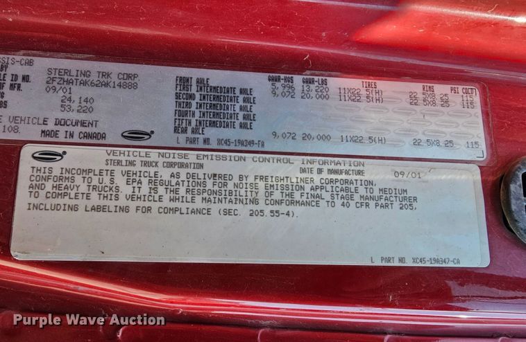 image for item MI9431 2002 Sterling L-Line  dump truck