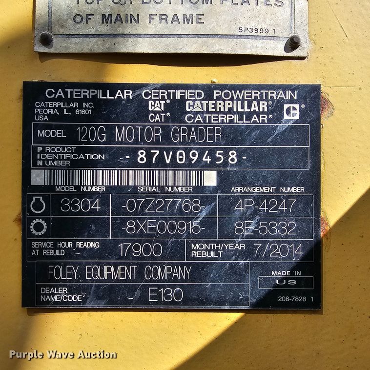 image for item MI9433 1991 Caterpillar 120G  motor grader