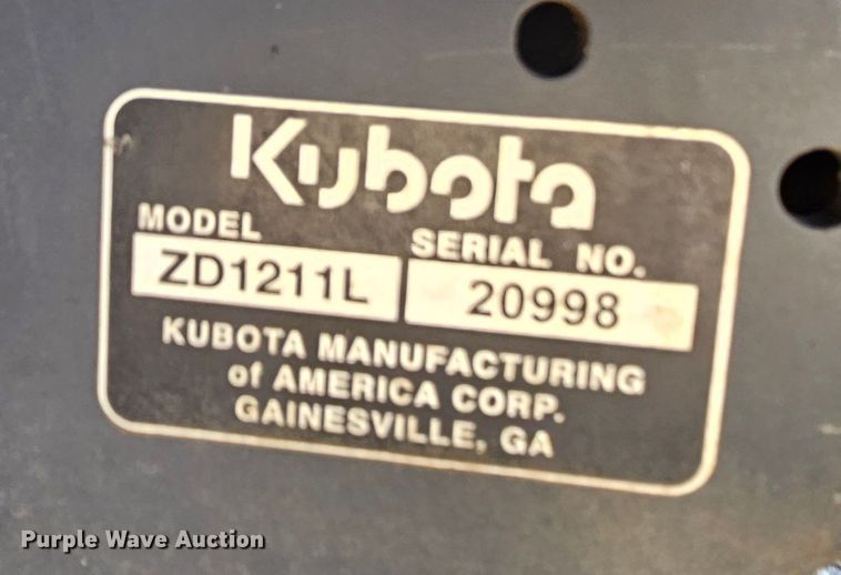 image for item MI9464 2017 Kubota ZD1211L  ZTR lawn mower