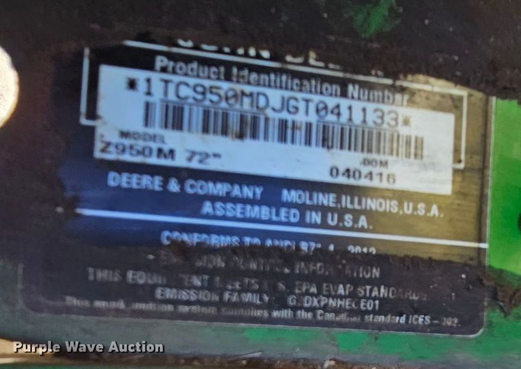 image for item MI9468 John Deere Z950M  ZTR lawn mower