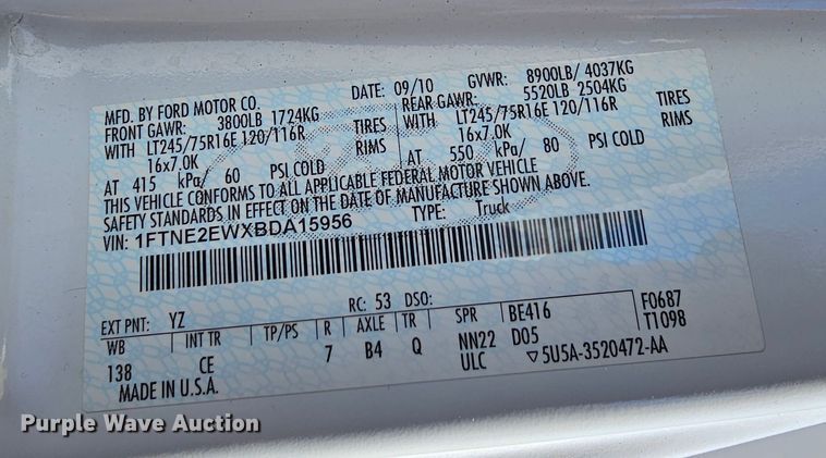 image for item MI9470 2011 Ford E250  animal control van