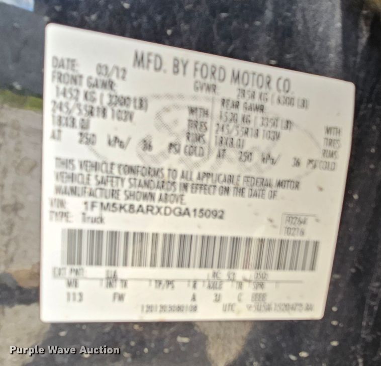 image for item MI9502 2013 Ford Explorer Police Interceptor  SUV