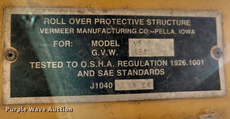 image for item MO9620 1998 Vermeer V-5800  trencher