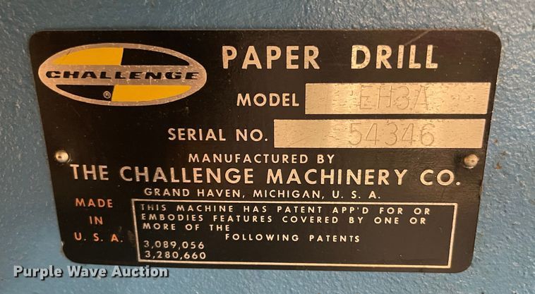 image for item MR9312 Challenge EH3A  paper drilling machine