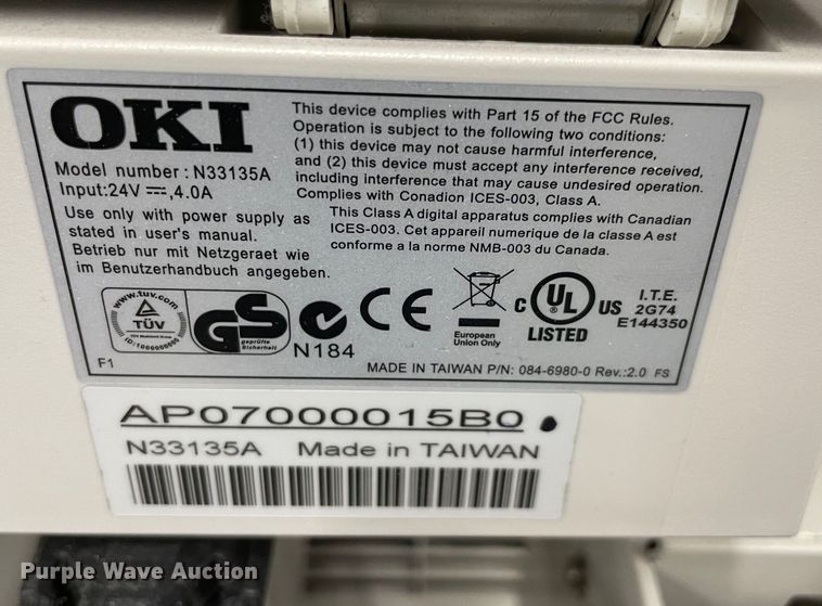 image for item MR9313 OKI N33135A  printer