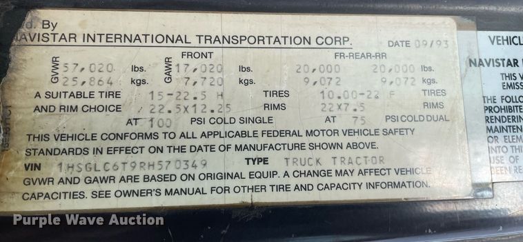 image for item MS9561 1994 International 2674  dump truck