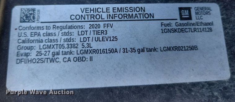 image for item MW9668 2020 Chevrolet Tahoe Police  SUV