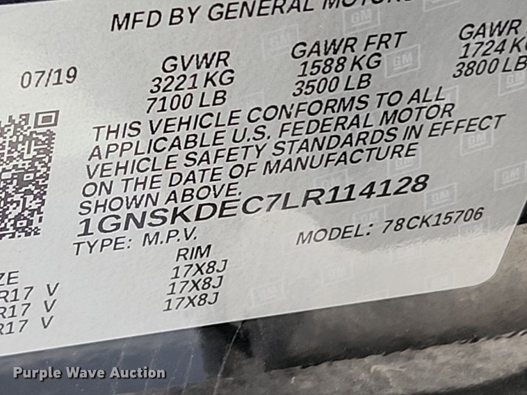 image for item MW9668 2020 Chevrolet Tahoe Police  SUV