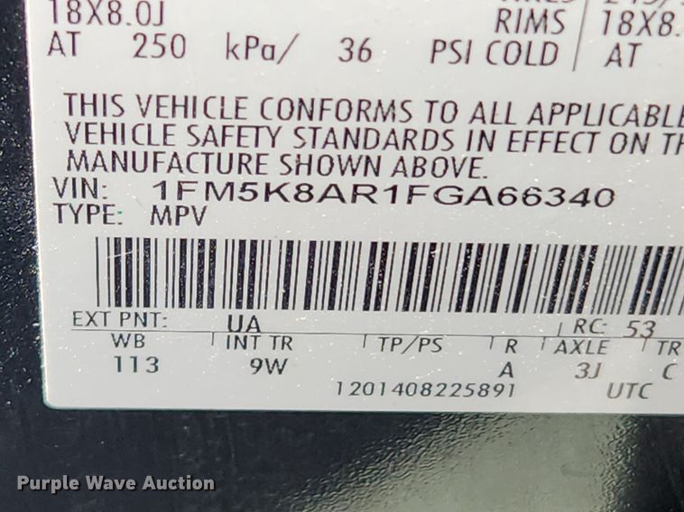 image for item MW9670 2015 Ford Explorer Police Interceptor  SUV