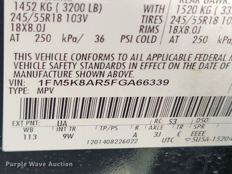 image for item MW9671 2015 Ford Explorer Police Interceptor  SUV