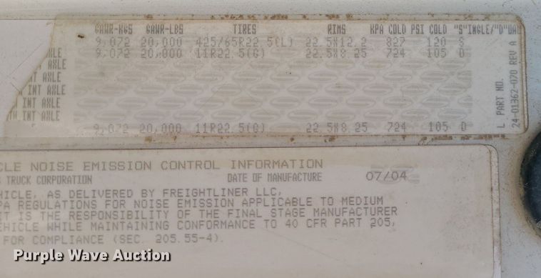 image for item MX9655 2005 Sterling L7500  dump truck