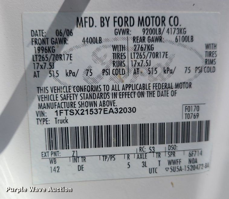 image for item MX9656 2007 Ford F250 Super Duty  SuperCab pickup truck