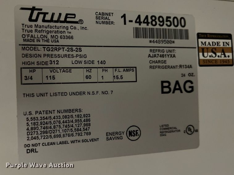 image for item MY9743 True TG2RPT-2S-2S  refrigerator