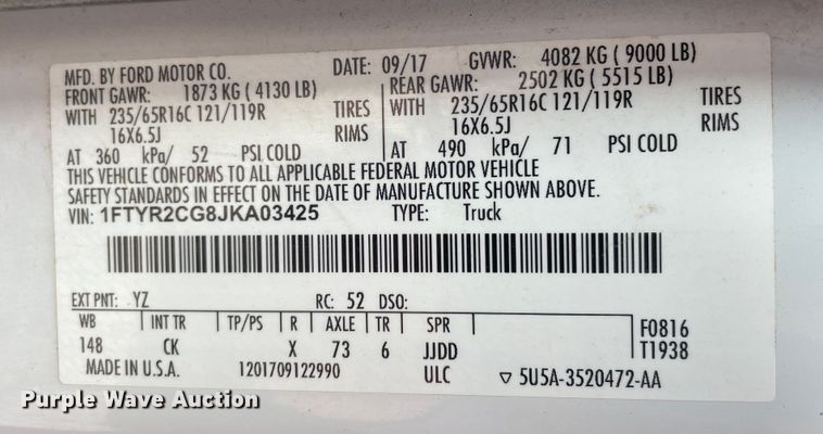 image for item DN4591 2018 Ford Transit  van