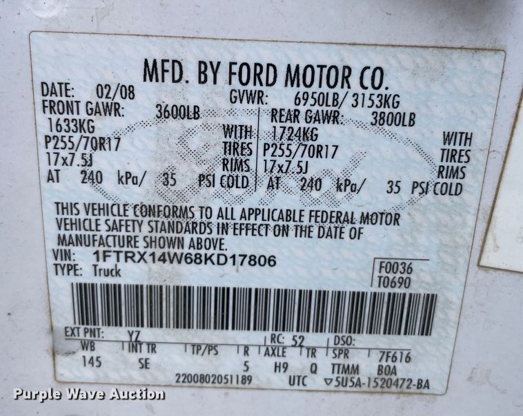 image for item DN4593 2008 Ford F150  SuperCab pickup truck